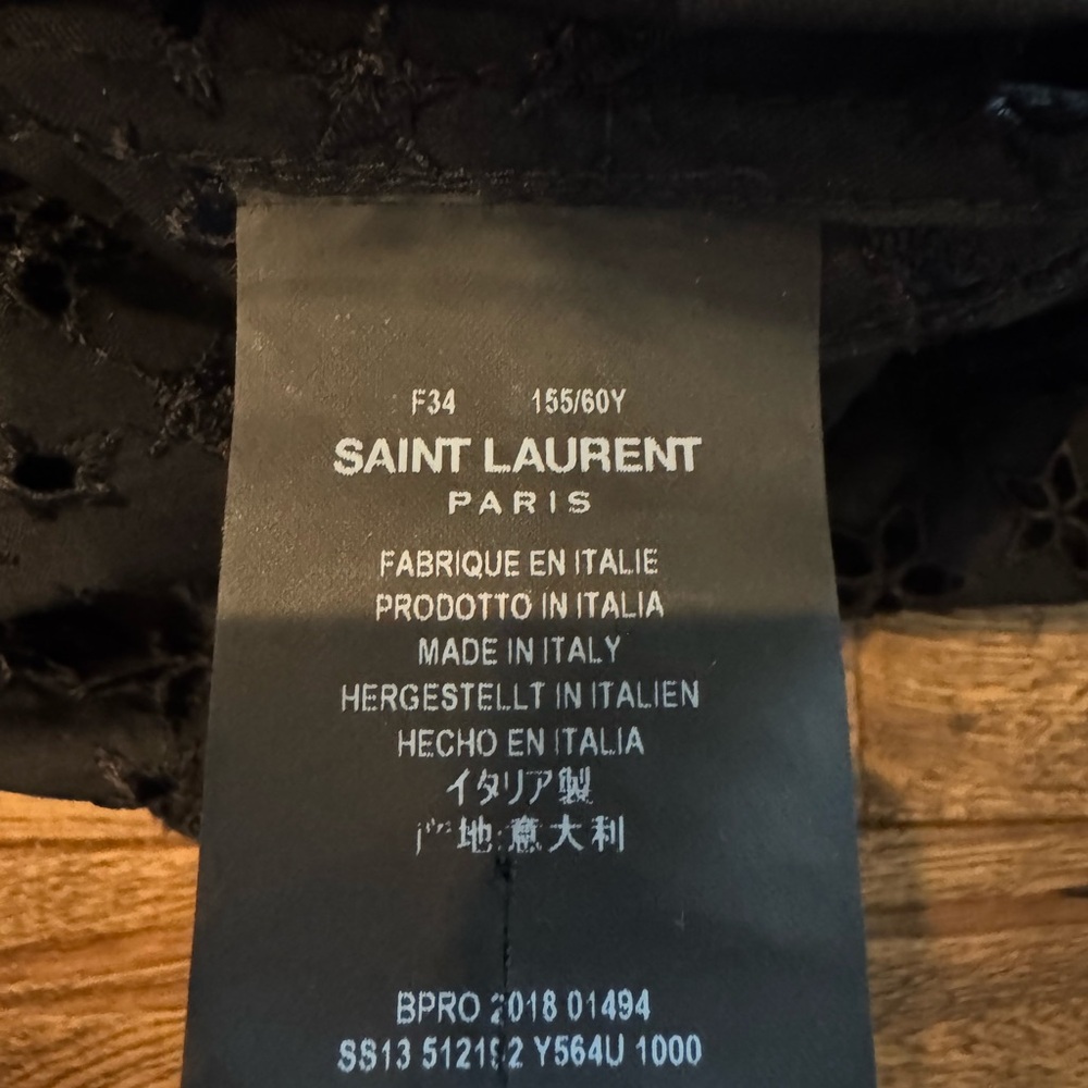 Saint Laurent Black cotton eyelet shirt - Picture 4 of 4